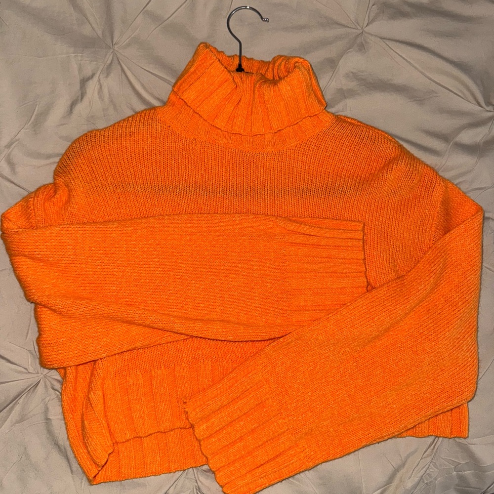 H&M Orange Knit Cowl Neck Sweater
